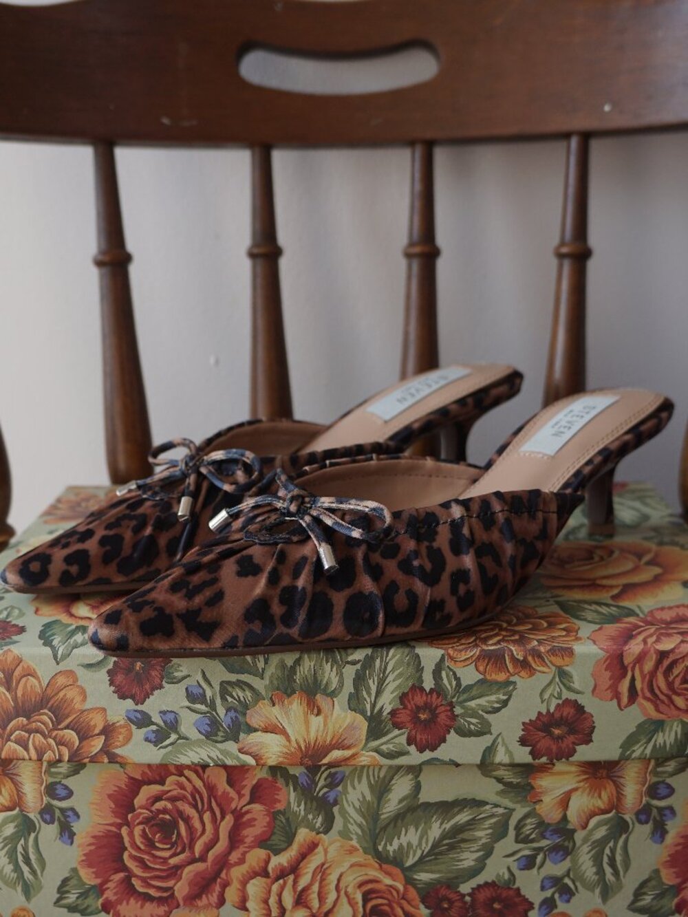 Steven New York Leopard Print Pointed Toe Kitten Heels 🐆